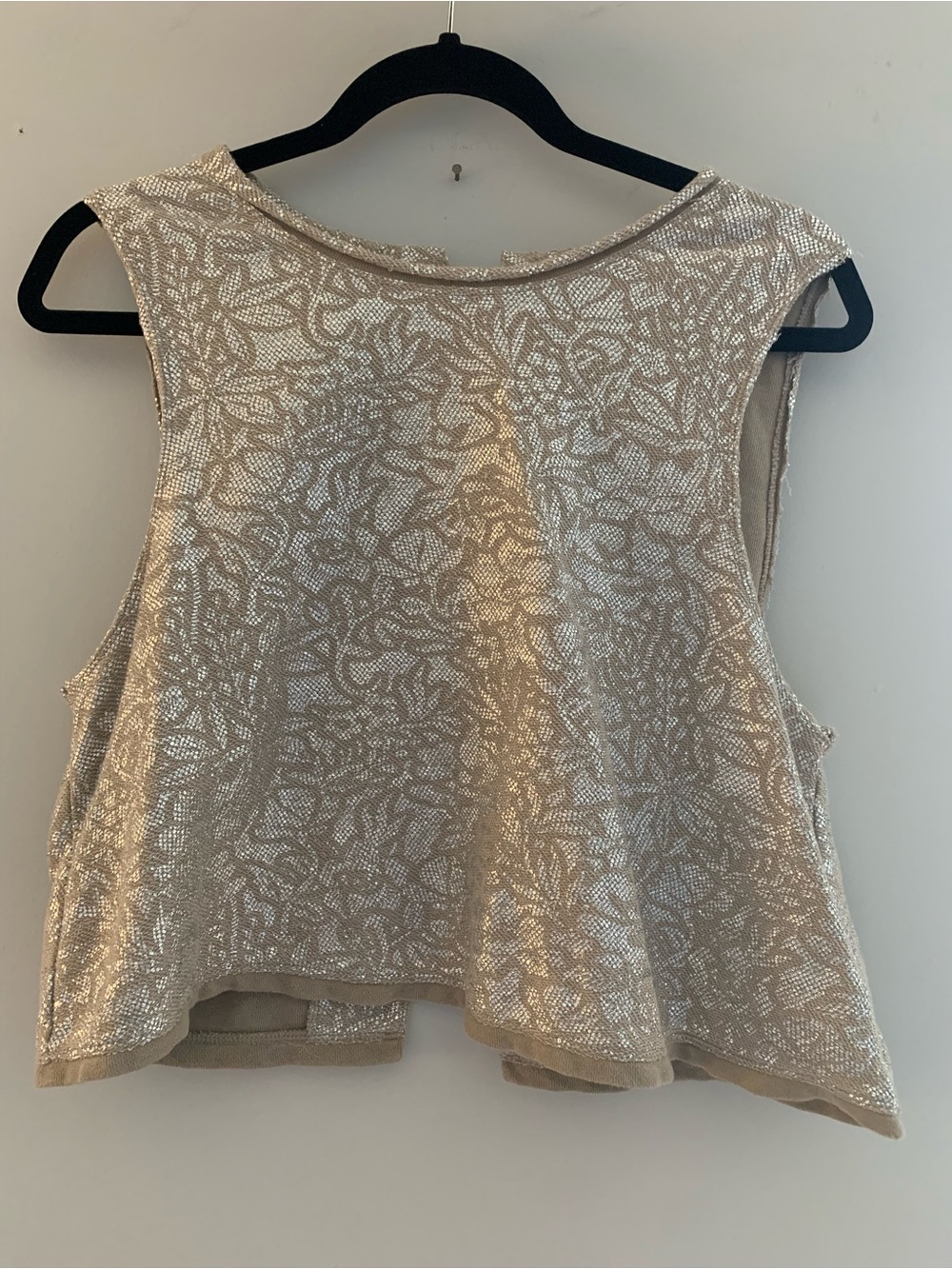Free People Metallic Champagne Floral Sleeveless Tank